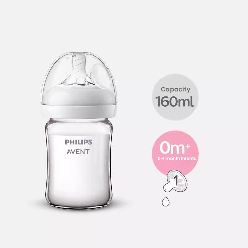 Стеклянная детская бутылочка Philips Avent широкого калибра, пищевой силикон  #1