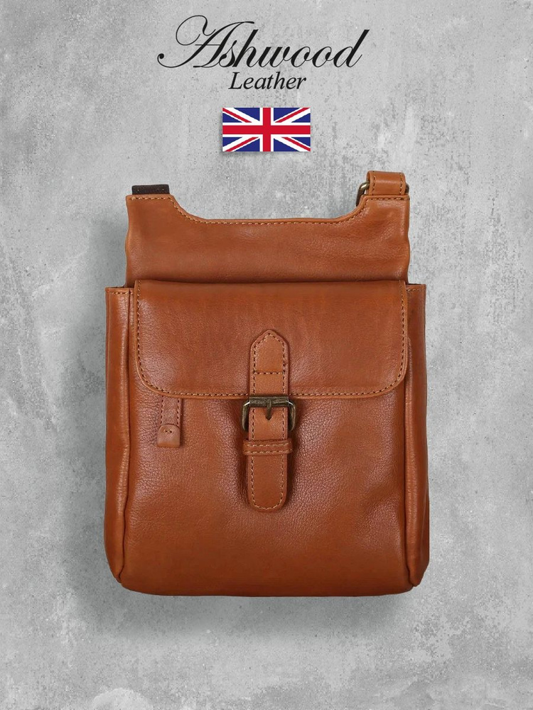 Сумка мужская через плечо кожаная Ashwood Leather 8142 Tan #1