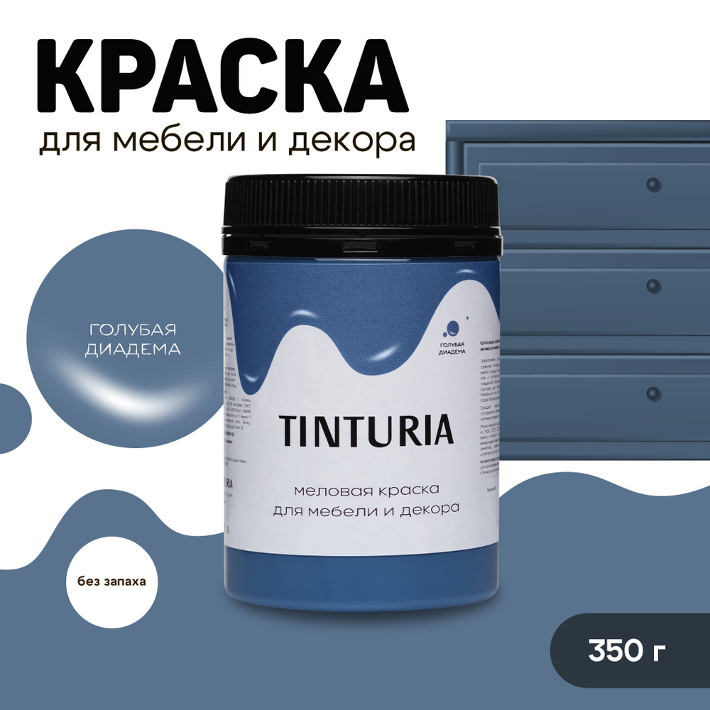 Краска для мебели и декора меловая TINTURIA матовая без запаха голубая диадема 0,35 кг  #1