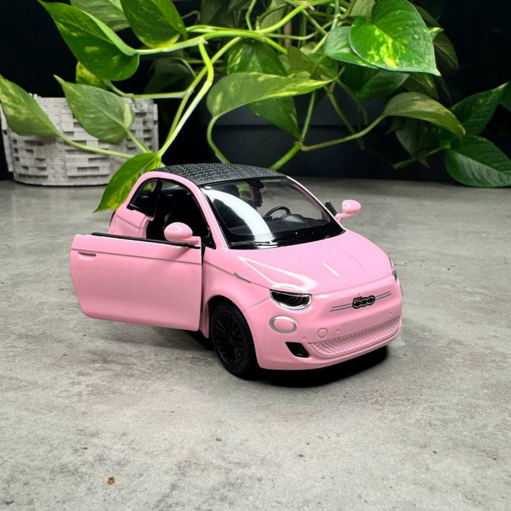 Машинка металлическая Fiat 500е 2020 Фиат Kinsmart 1:28 5440DYKT, цвет Розовый  #1