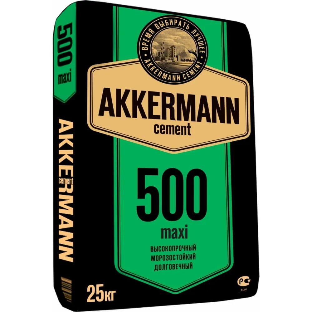 Цемент М-500 25кг Akkermann maxi, Высокопрочный, Морозостойкий #1