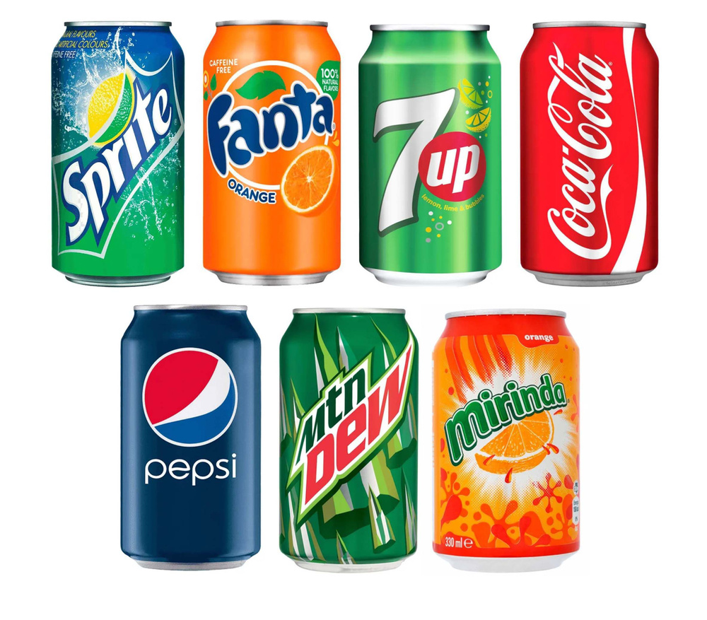 Набор газированных напитков Coca-cola, Pepsi, Fanta, Mirinda, 7up, Sprite, Mountain Dew 7 штук по 300мл #1