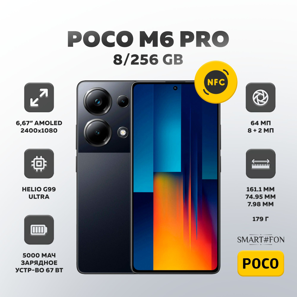 Xiaomi Смартфон Poco M6 Pro Global 8/256 ГБ, черный #1