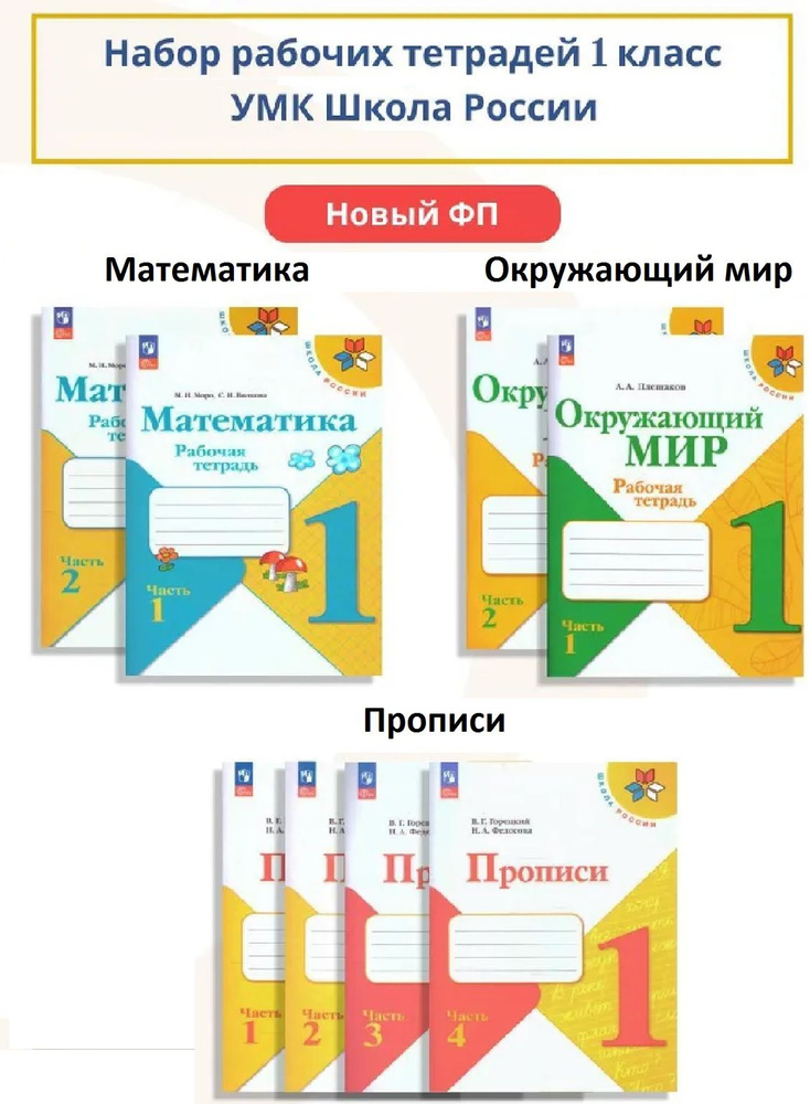 Школа России 1 класс Комплект рабочих тетрадей (Математика, Окружающий мир, Прописи) | Плешаков Андрей #1