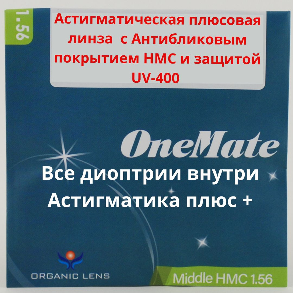 Линзы для очков, сфера +1.75 , цил -1.25 , полимерная с антибликовым покрытием, индекс 1,56  #1