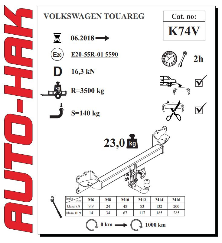 Фаркоп Auto-Hak для Volkswagen Touareg III 2018- #1