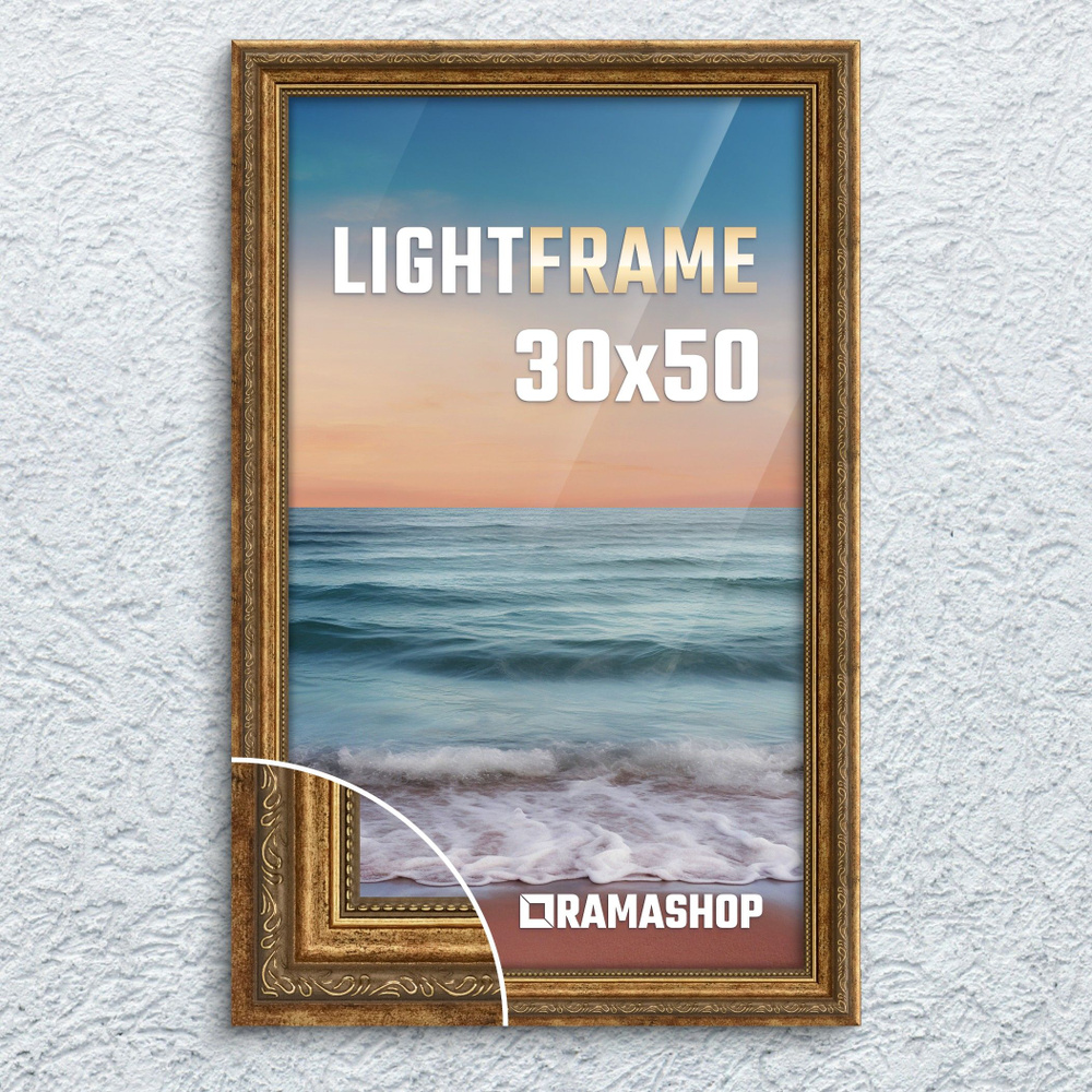 Рамка для фото 30х50 см. Серия "Light Frame", фоторамка багетная. Бронза, Классический профиль 32х24 #1