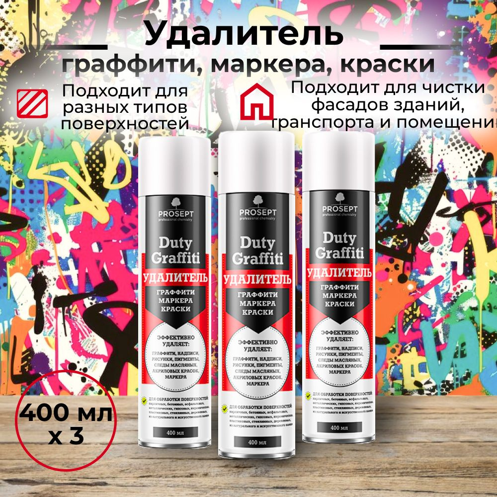 Duty Graffiti средство для удаления граффити, маркера, краски. Готовое к применению. 400мл. 3 шт  #1