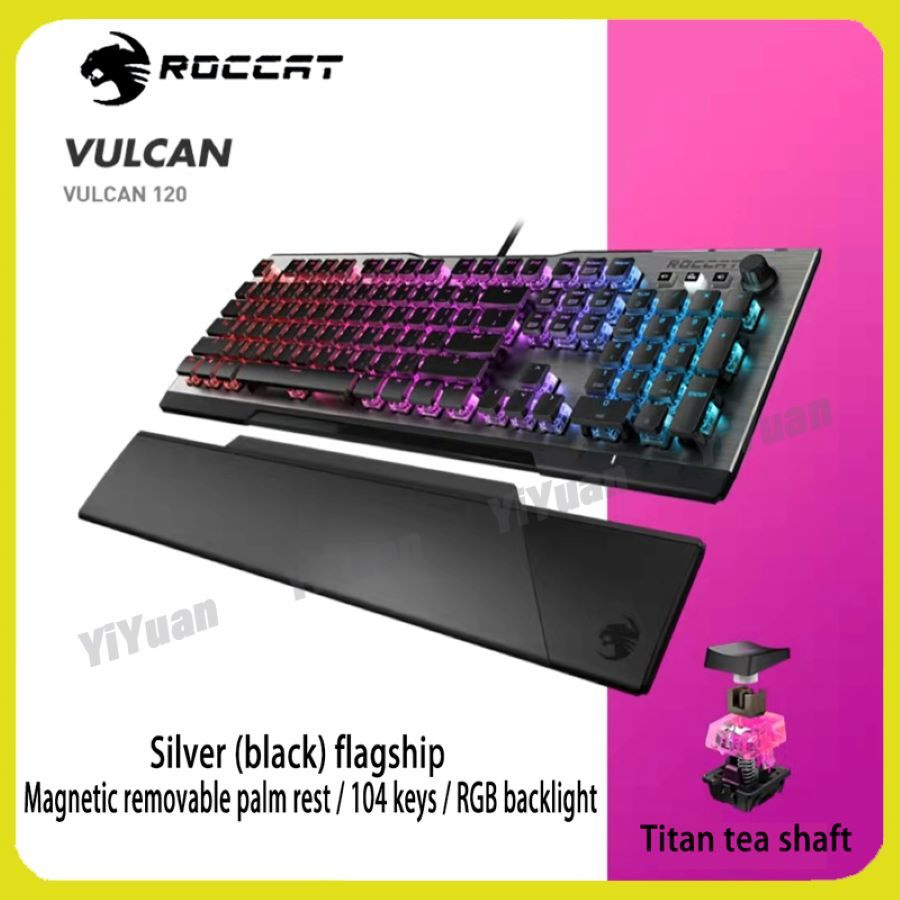 ROCCAT Игровая клавиатура проводная VULCAN, Английская раскладка, черный, бирюзовый  #1