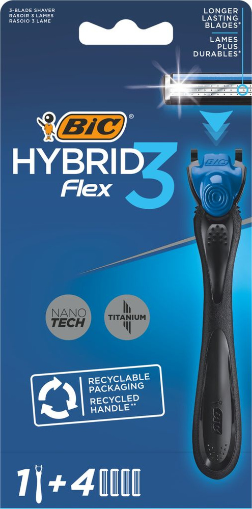 Бритва мужская BIC Hybrid 3 Flex с 4 сменными кассетами #1