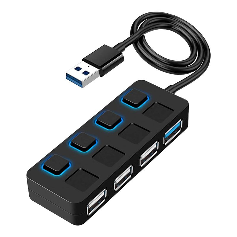 Концентратор USB 3.0 на 4 порта с индивидуальными светодиодными выключателями питания  #1