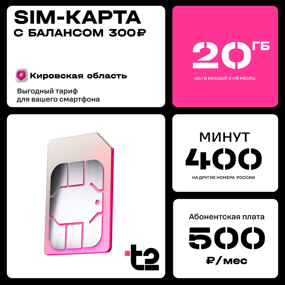 SIM-карта t2 "Мой онлайн", Кировская область, Баланс 300 руб #1