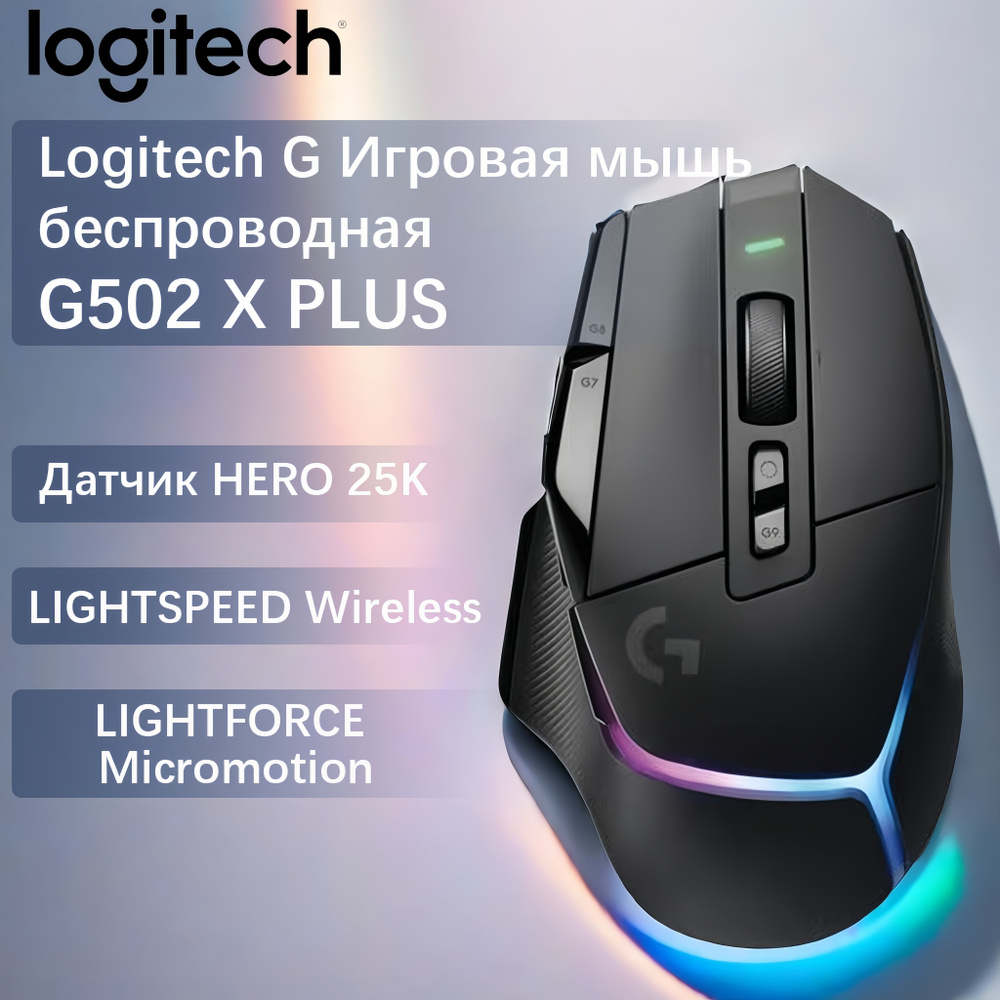 Logitech Игровая мышь беспроводная G502 X PLUS, черный #1