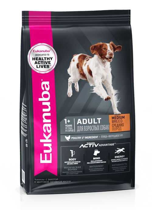 EUKANUBA ADULT MEDIUM BREED 3кг сухой корм для взрослых собак средних пород 5шт  #1