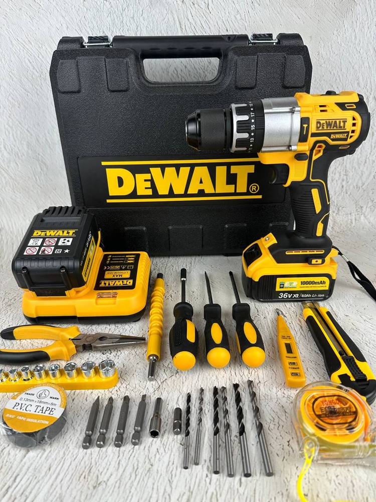 Дрель-шуруповерт Dewalt 36В аккумуляторный с набором инструментов  #1