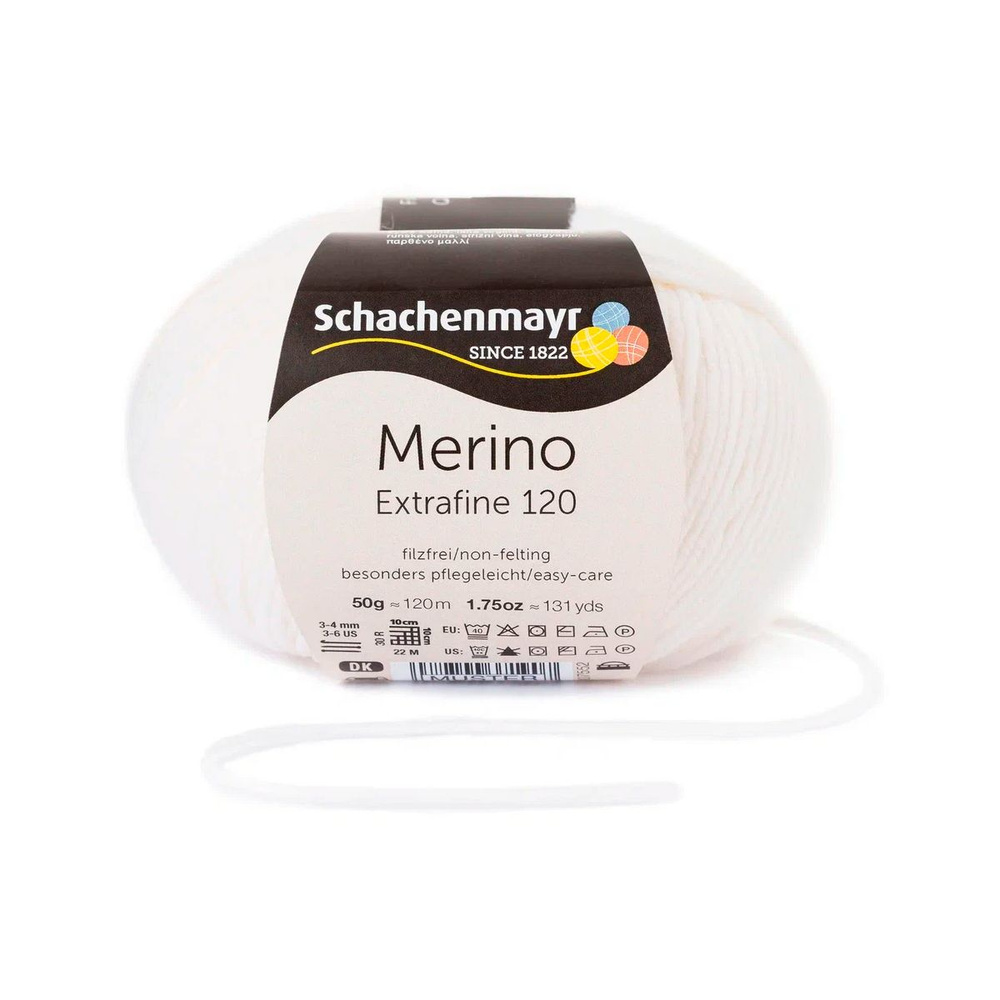 Merino Extrafine 120 /Мерино Экстрафайн 120/ пряжа Schachenmayr, MEZ, 9807552, 50гр/120м, цвет 00101 #1