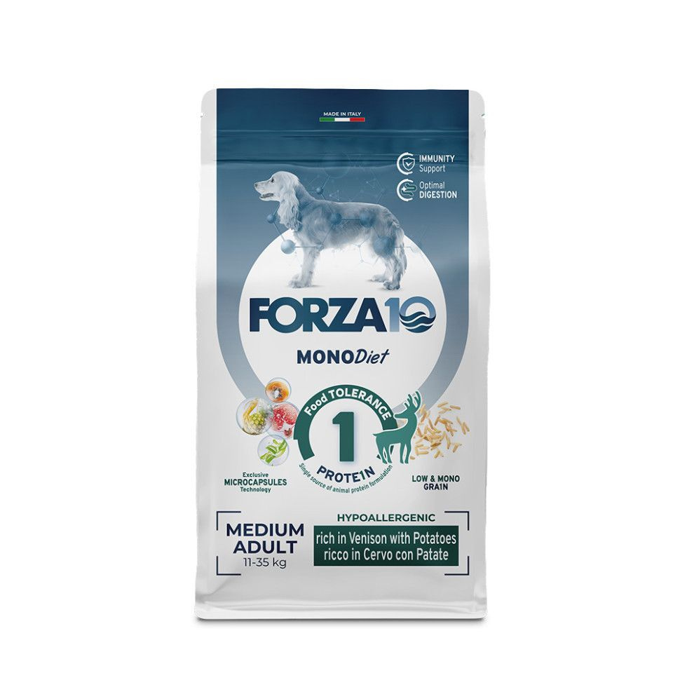 Forza10 Medium Diet сухой корм для взрослых собак средних пород при аллергии из оленины с картофелем #1