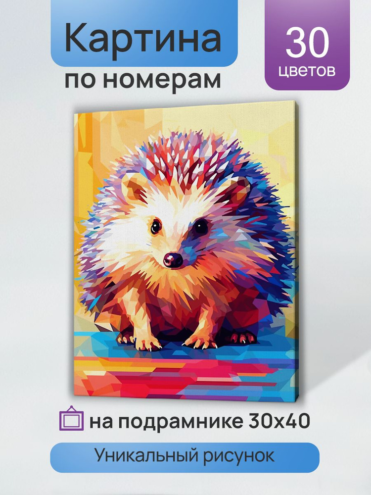 Холст с красками 30х40 см на подрамнике. Картина по номерам Домашний ежик (Арт. 112333)  #1