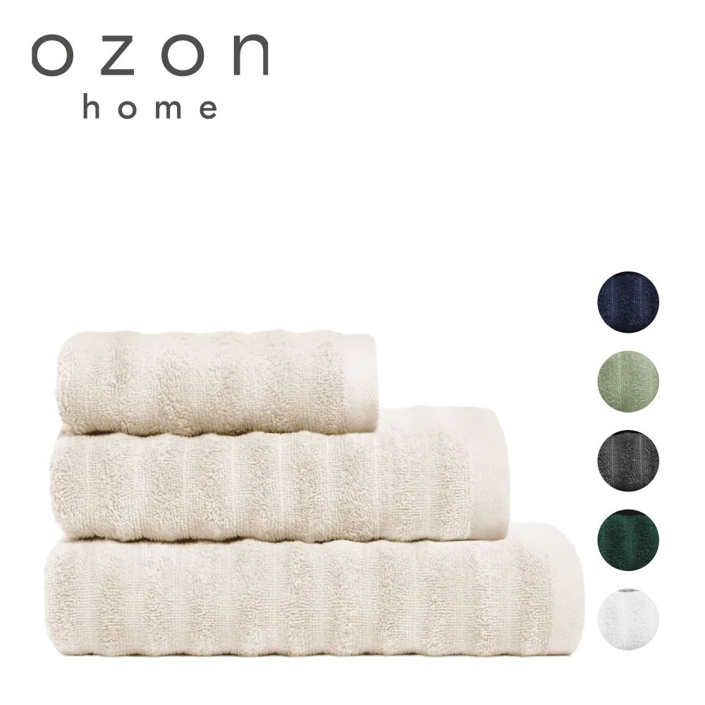 Набор полотенец Ozon home Страйп Молочный 3 шт. 30x60 / 50x90 / 70x140 см, 440 г/м2  #1