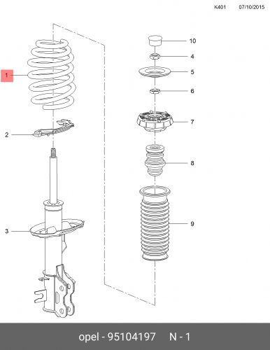 Пружина подвески передняя GM/OPEL/CHEVROLET 95104197 #1