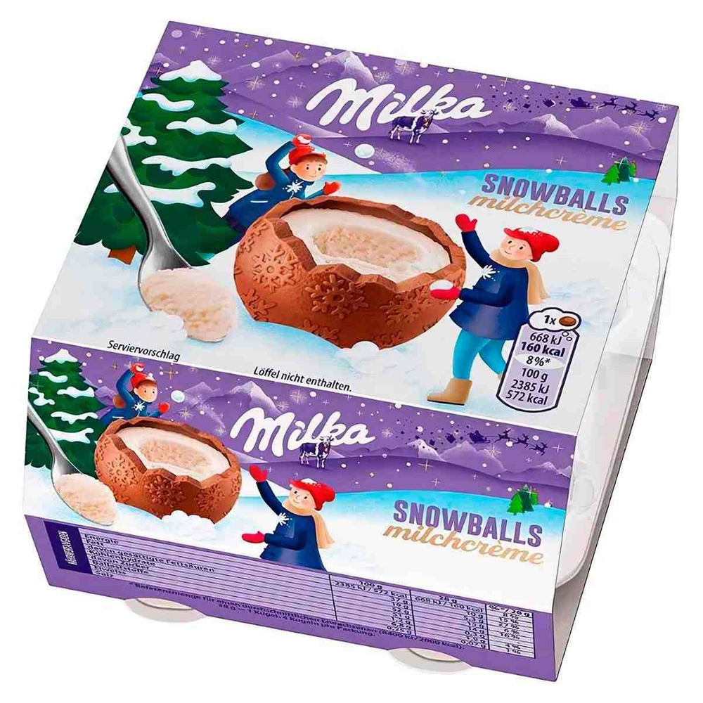 Новогодние сладкие шоколадные яйца Milka Snowballs, 112 г #1