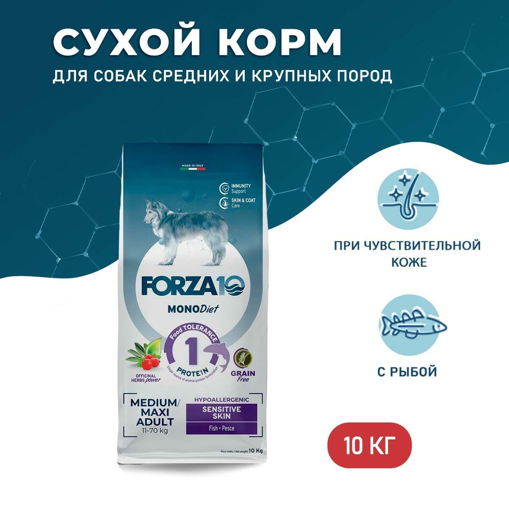 Сухой корм Forza10 MonoDiet Sensitive Skin Medium & Large Adult для взрослых собак средних и крупных #1