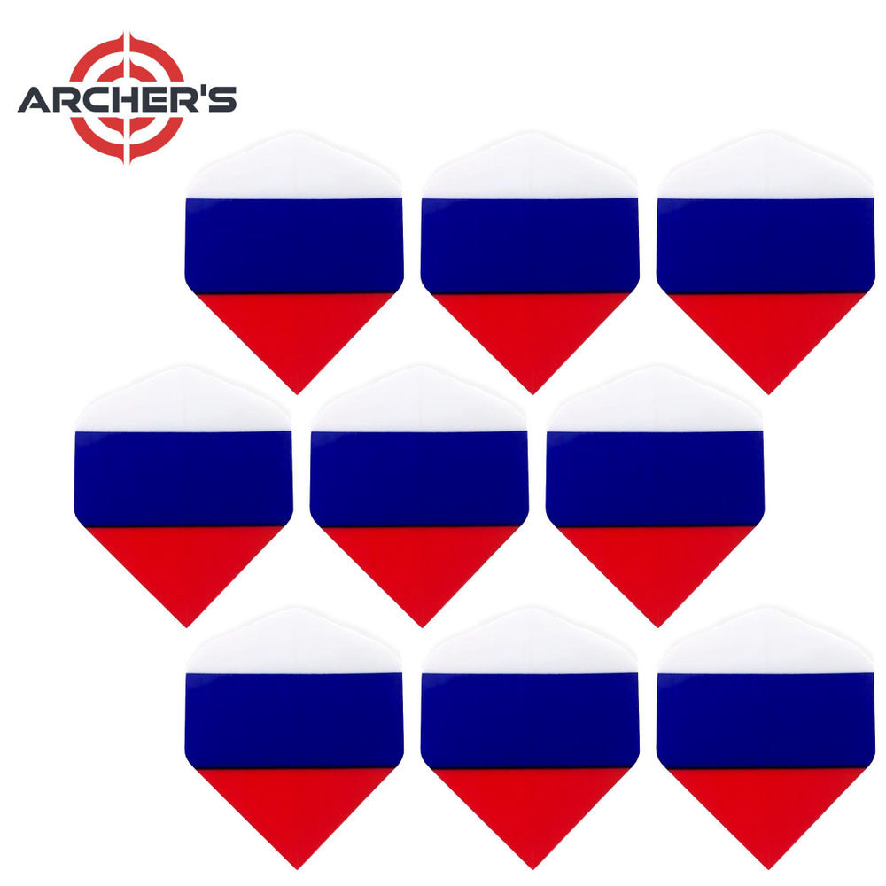 9шт оперений для дротиков Дартс Archers Russian Flag 75mk. Российский флаг.  #1