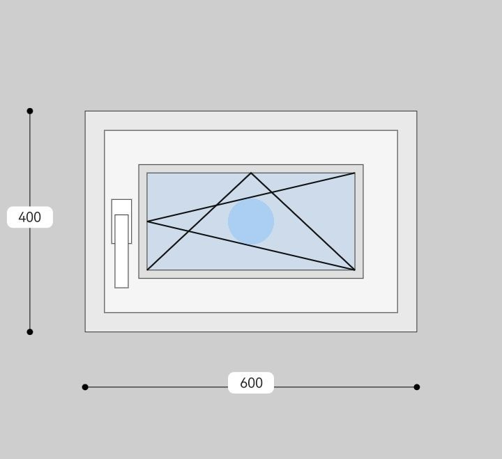 Пластиковое окно ПВХ 400*600 мм, c поворотно-откидным механизмом, фурнитура Kale  #1