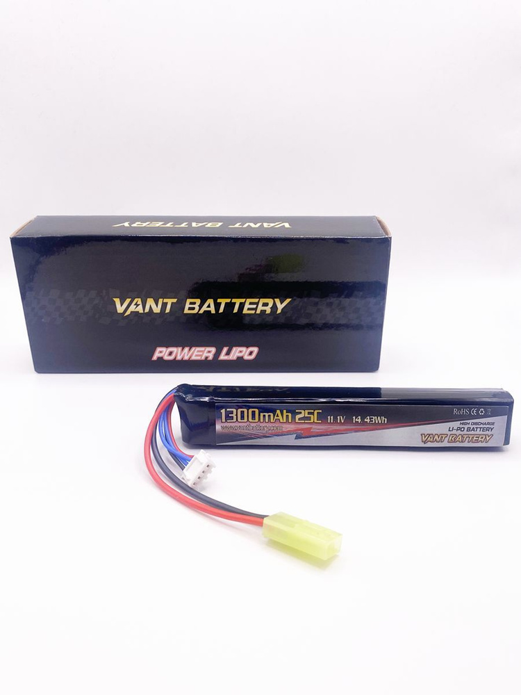 Аккумулятор для страйкбольного привода 11.1V Li-Po Vant 1300mah 25C разъем mini TAMIYA  #1