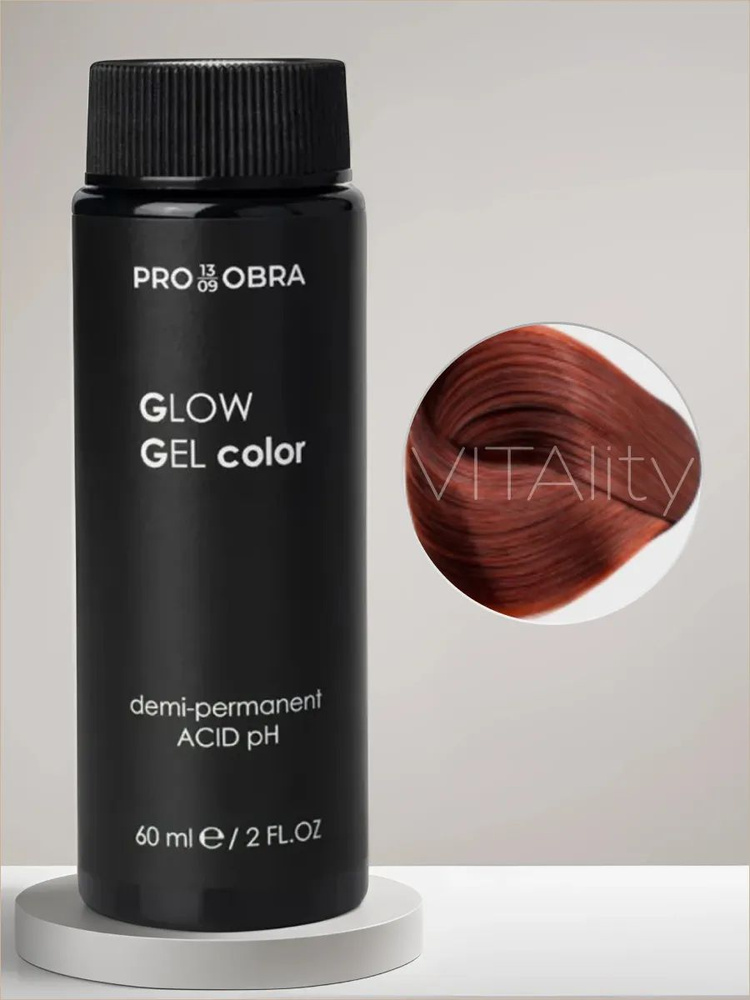 OBRA Glow Gel color Краситель гелевый полуперманентный профессиональный 6.44 интенсивный медный темно-русый, #1