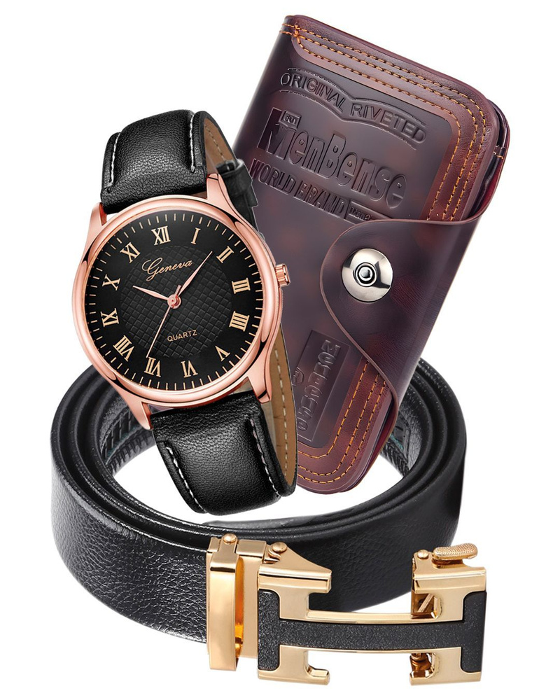 Geneva Часы наручные Кварцевые Geneva Gold & Men Bense Brown & Hermes Gold #1