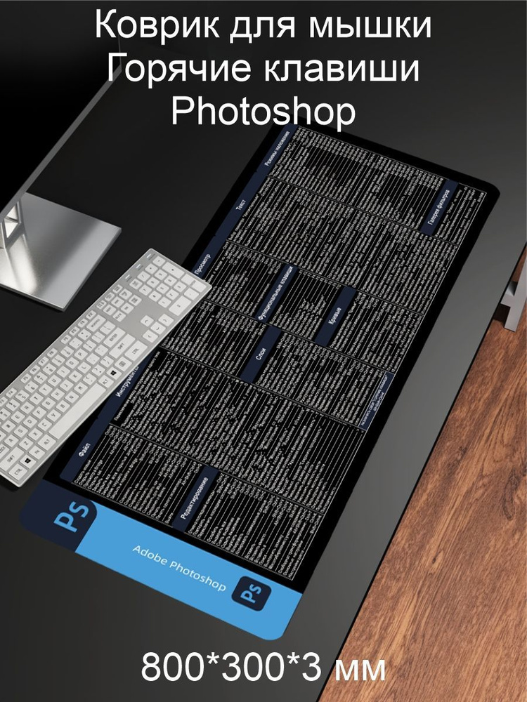 Компьютерный коврик для мышки на рабочий стол под клавиатуру игровой для компьютера "Горячие клавиши" #1