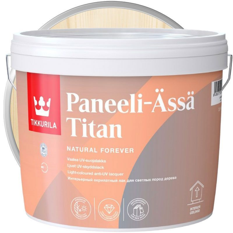 Tikkurila Paneeli Assa Titan 3л. Полуматовый лак. Используется для лакировки поверхностей из светлых #1