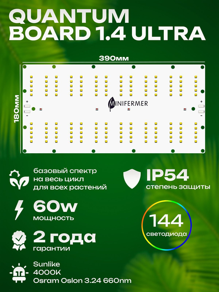 1.4 Ultra Садовая фитолампа quantum board для растений, цветов и рассады с пластиковым драйвером и подвесом #1