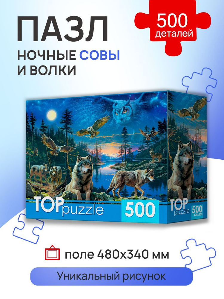 TOPpuzzle ПАЗЛЫ 500 элементов "НОЧНЫЕ ВОЛКИ И СОВЫ". Пазлы для взрослых и детей. Арт. Ф500-3866. Подарок #1