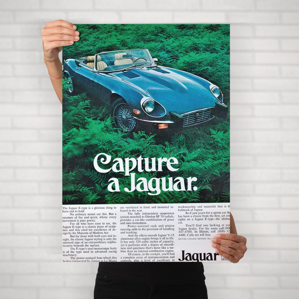 Плакат на стену для интерьера Культовые машины (Jaguar E Type 9) - Постер по легендарным и классическим #1