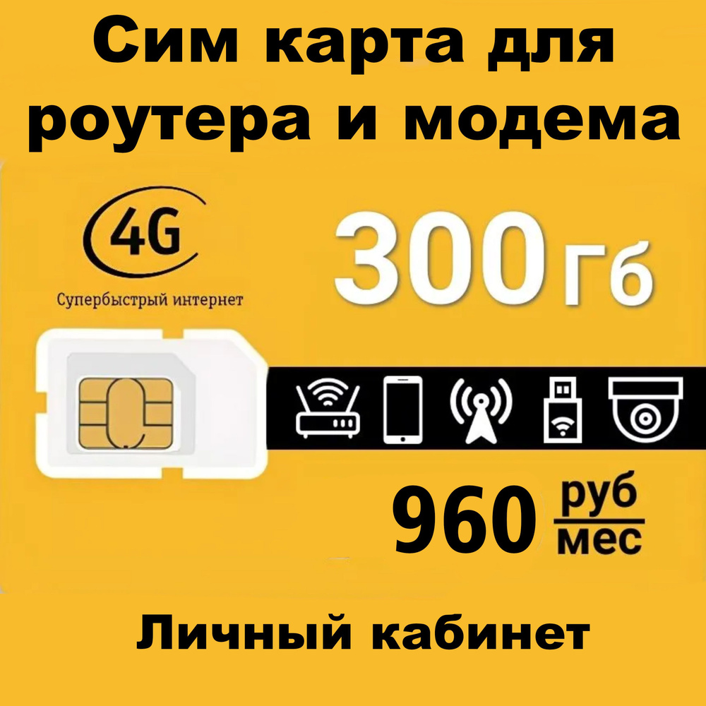 Снебарф SIM-карта Безлимитный интернет 300 Гб в сети Билайн (Вся Россия)  #1