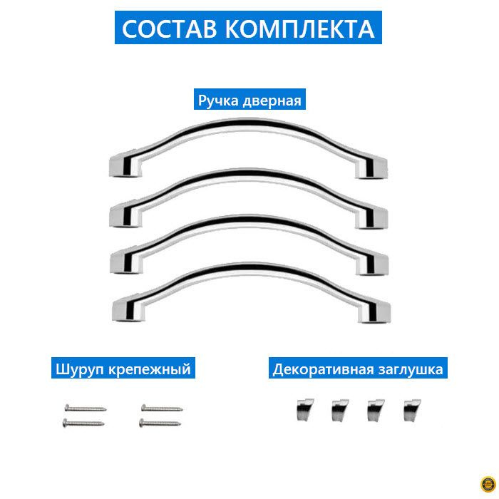 Комплектация двухсторонних дверных ручек на две двери, расстояние между осями монтажных отверстий 140 мм