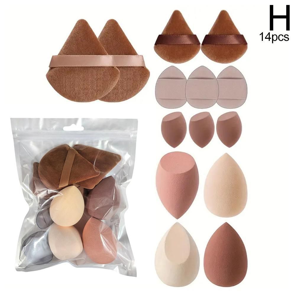 Наборспонжейдлямакияжа14шт,супермягкиеблендерыдлятональногокрема,невпитываюткосметику,профессиональныегубкидлямакияжа