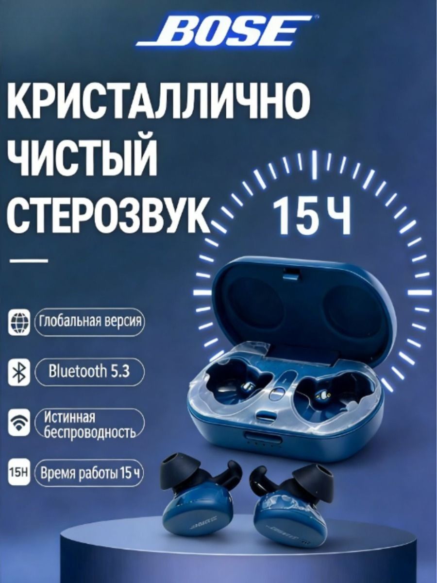 BoseНаушникибеспроводныесмикрофоном,Bluetooth,USB,синий
