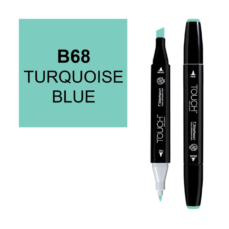 Маркер TOUCH TWIN спиртовой двусторонний цвет B68 Turquoise Blue #1