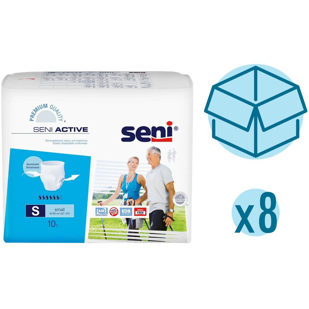 Seni Трусы впитывающие Active, 55-85 см., S (10 шт.), 8 упаковок #1