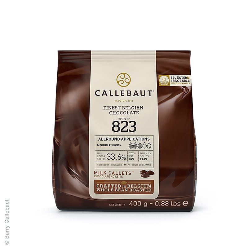 Молочный шоколад Callebaut 33,6% какао, каллеты, 400 гр (заводская упаковка), 823-E0-D94  #1