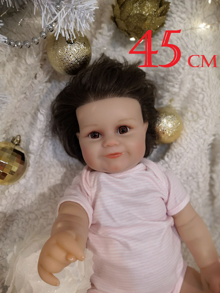 Кукла реборн девочка в белом 45 см / 3D роспись / Куколка пупс для девочек беби борн  #1