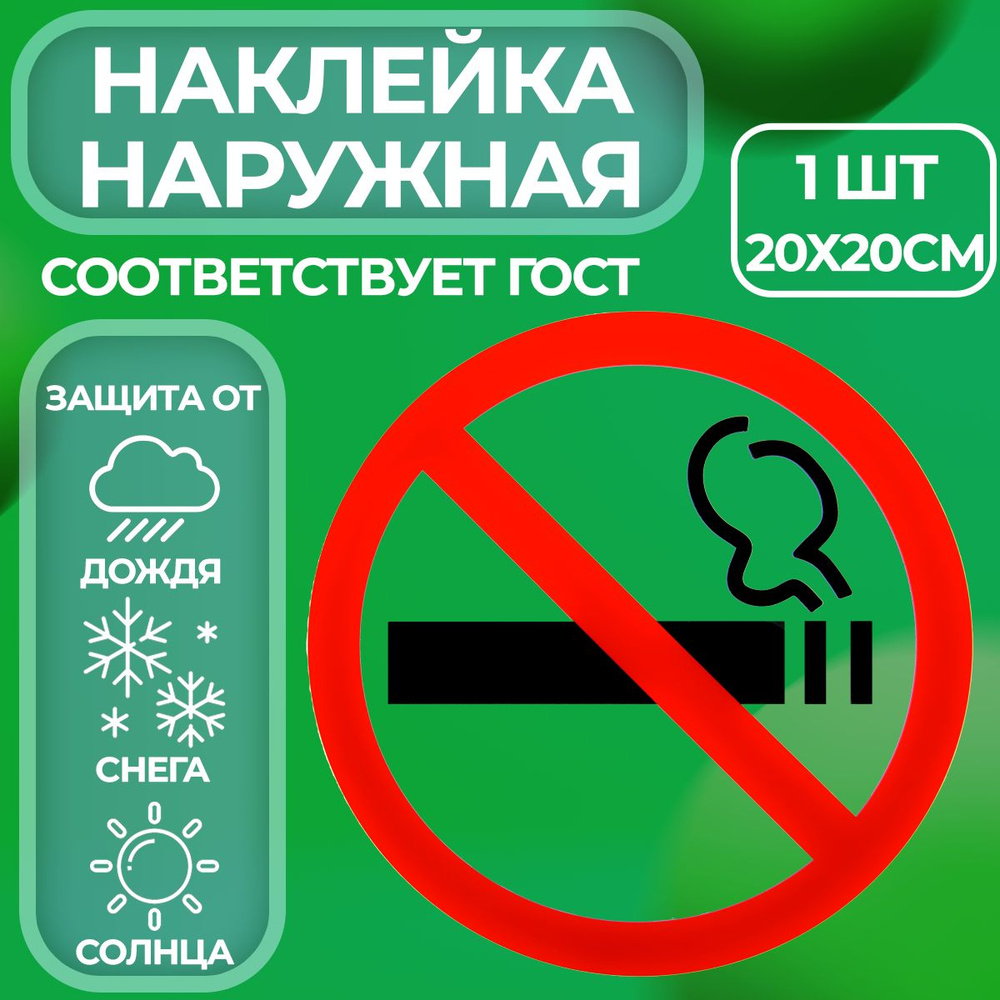 Наклейка знак курить запрещено, Не курить, 1 шт #1