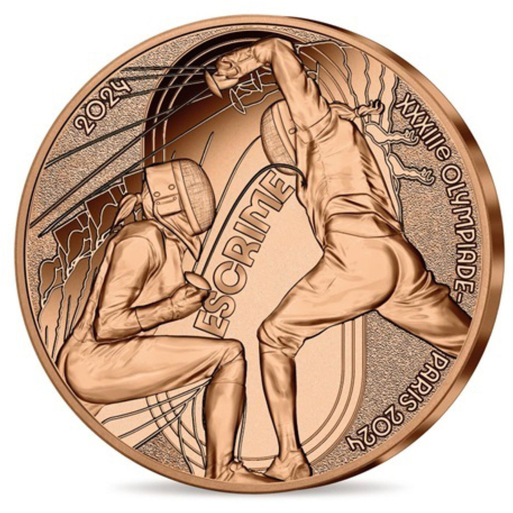 Монета 1/4 евро Фехтование. Олимпиада в Париже 2024. Франция 2024 UNC  #1