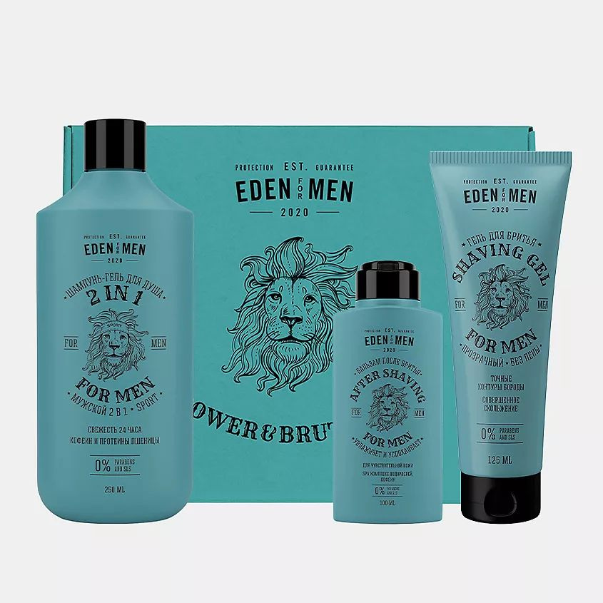 EDEN Подарочный набор For men шампунь-гель 2 в 1+гель для бритья прозрачный+бальзам для бритья  #1
