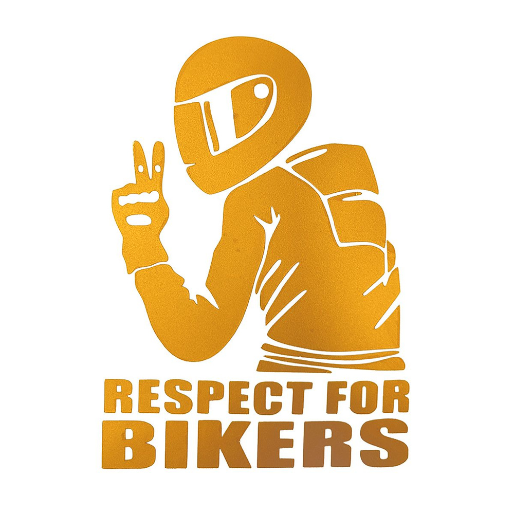 Наклейка на авто Respect For Bikers желтая #1