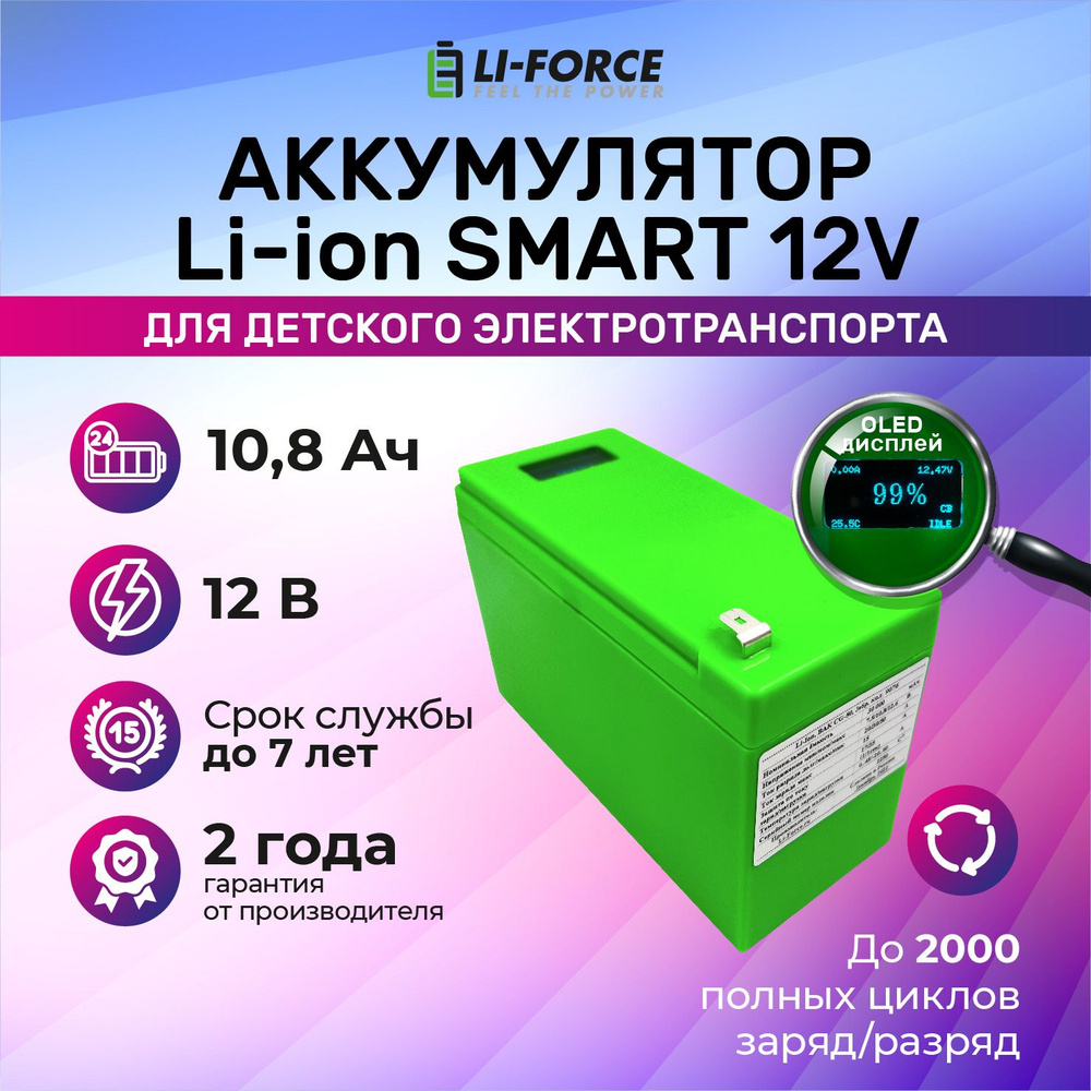 Аккумуляторная батарея 12В (10,8) 30Aч, LF-1030-9076 (Li-ion, Smart, OLED, P) #1