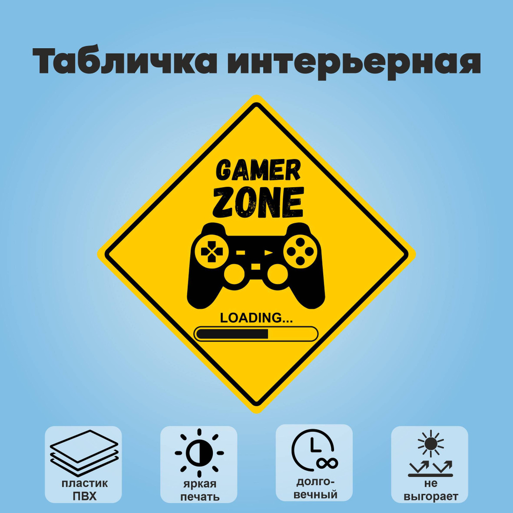 Табличка интерьерная "Gamer zone", 20х20см #1